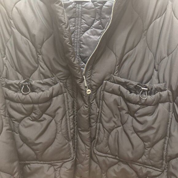 Zara Cropped Oversized Quilted Zip Puffer Sz M / L - Picture 4 of 10